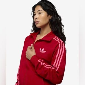 Adicolor Classic Firebird Loose Track Jacket Scarlet Red and Lucid Pink JW3665